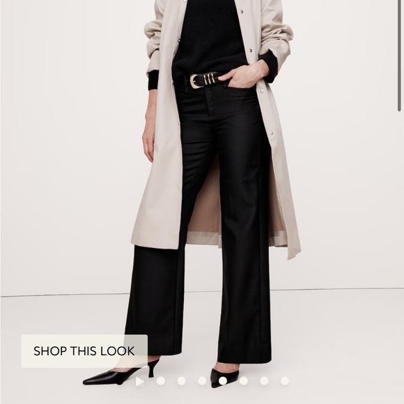 Banana Republic Lido Wide Leg Italian Wool Pants Black 2 - Picture 2 of 8